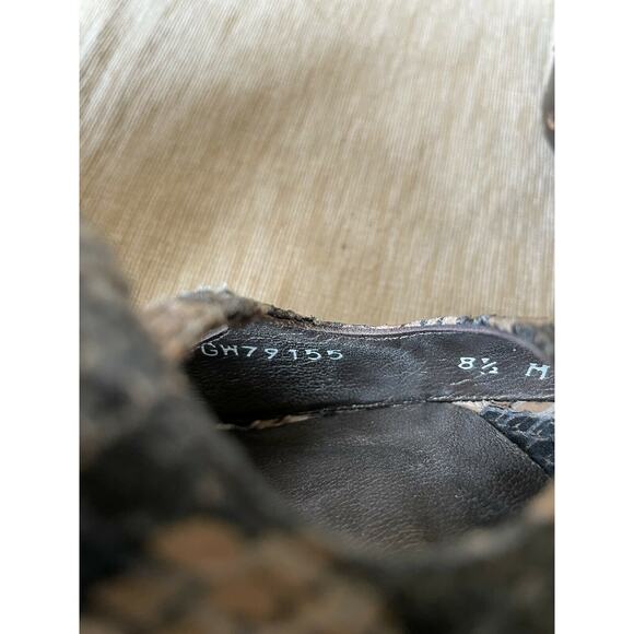 Stuart Weitzman Women Stewpot Platform Heels Tan Black Snakeskin Peeptoes 8.5h - Picture 10 of 10